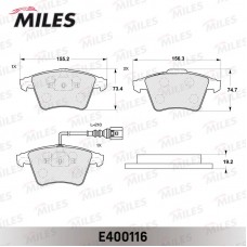 E400116 MILES КомплеК т гальмівних колодок, дискове гальмо