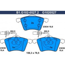 B1.G102-0527.2 GALFER Комплект гальмівних колодок дисковий гальм