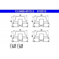 13.0460-0515.2 ATE Комплектуючі колодки дискового гальма