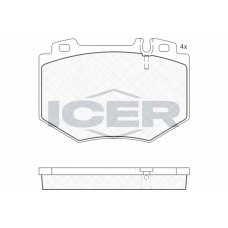 181538 ICER Комплект гальмівних колодок дисковий гальм