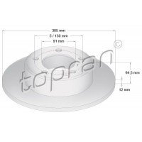 208 551 TOPRAN Гальмівний диск