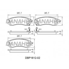 DBP1612-02 DANAHER Комплект гальмівних колодок дисковий гальм