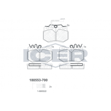 180553-700 ICER КомплеК т гальмівних колодок, дискове гальмо