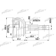 PCV1008 PATRON Шарнирный комплект, Привідний вал