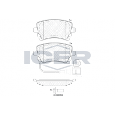181674-203 ICER Комплект гальмівних колодок дисковий гальм