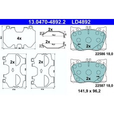 13.0470-4892.2 ATE Комплект гальмівних колодок дисковий гальм