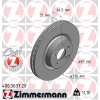400.3637.20 ZIMMERMANN Гальмівний диск