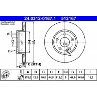 24.0312-0167.1 ATE Гальмівний диск
