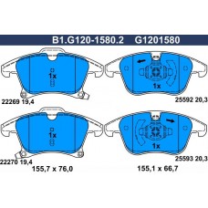 B1.G120-1580.2 GALFER Комплект гальмівних колодок дисковий гальм