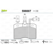598007 VALEO Комплект гальмівних колодок дисковий гальм