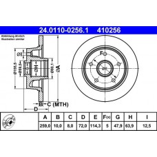 24.0110-0256.1 ATE Гальмівний диск