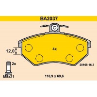 BA2037 BARUM Комплект гальмівних колодок дисковий гальм