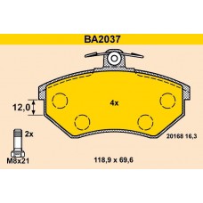 BA2037 BARUM Комплект гальмівних колодок дисковий гальм