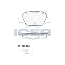 181501-703 ICER Комплект гальмівних колодок дисковий гальм