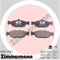 20547.170.1 ZIMMERMANN КомплеК т гальмівних колодок, дискове гальмо