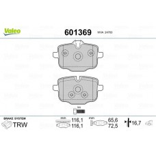 601369 VALEO Комплект гальмівних колодок дисковий гальм