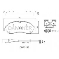 DBP3136 DANAHER Комплект гальмівних колодок дисковий гальм