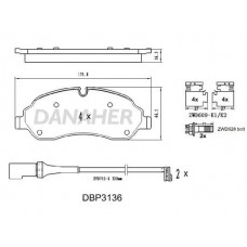 DBP3136 DANAHER Комплект гальмівних колодок дисковий гальм