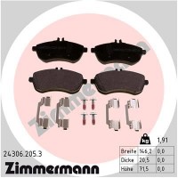 24306.205.3 ZIMMERMANN КомплеК т гальмівних колодок, дискове гальмо