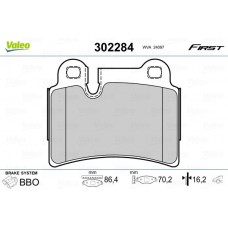 302284 VALEO КомплеК т гальмівних колодок, дискове гальмо