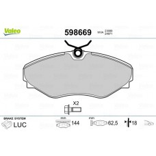 598669 VALEO КомплеК т гальмівних колодок, дискове гальмо