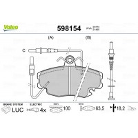 598154 VALEO Комплект гальмівних колодок дисковий гальм