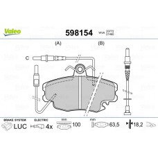598154 VALEO Комплект гальмівних колодок дисковий гальм