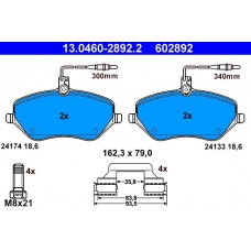 13.0460-2892.2 ATE КомплеК т гальмівних колодок, дискове гальмо
