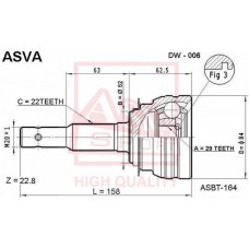 DW-006 ASVA Шарнирный комплект, Привідний вал
