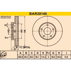 BAR28140 BARUM Гальмівний диск