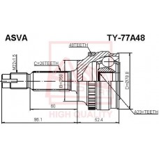 TY-77A48 ASVA Шарнирный комплект, Привідний вал