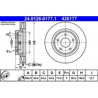 24.0126-0177.1 ATE Гальмівний диск