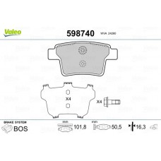 598740 VALEO Комплект гальмівних колодок дисковий гальм