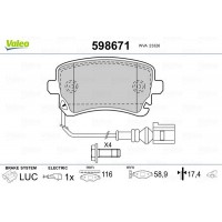 598671 VALEO КомплеК т гальмівних колодок, дискове гальмо