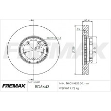 BD-5643 FREMAX Гальмівний диск