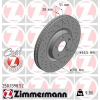 250.1398.52 ZIMMERMANN Гальмівний диск