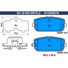 B1.G102-0978.2 GALFER КомплеК т гальмівних колодок, дискове гальмо
