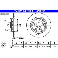 24.0110-0391.1 ATE Гальмівний диск