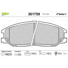 301759 VALEO Комплект гальмівних колодок дисковий гальм