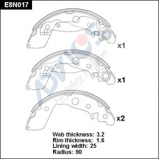 E8N017 ADVICS Комплект гальмівних колодок