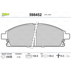 598452 VALEO Комплект гальмівних колодок дисковий гальм