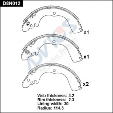 D8N012 ADVICS Комплект гальмівних колодок