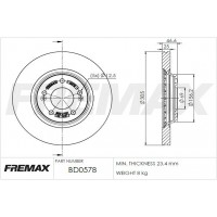BD-0578 FREMAX Гальмівний диск