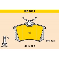 BA2017 BARUM КомплеК т гальмівних колодок, дискове гальмо
