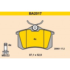 BA2017 BARUM КомплеК т гальмівних колодок, дискове гальмо
