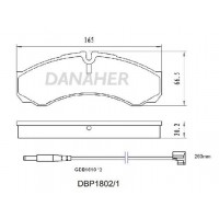 DBP1802/1 DANAHER Комплект гальмівних колодок дисковий гальм