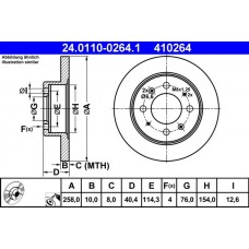 24.0110-0264.1 ATE Гальмівний диск