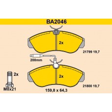 BA2046 BARUM Комплект гальмівних колодок дисковий гальм