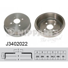 J3402022 NIPPARTS Гальмівний барабан