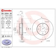 09.5254.20 BREMBO Гальмівний диск